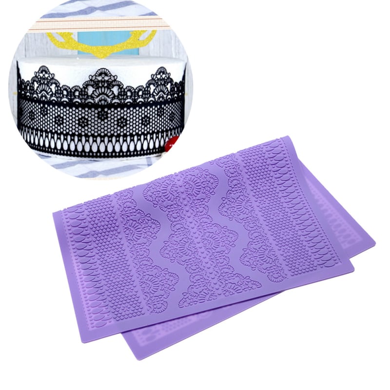 Formă din silicon pentru tort cu model dantelat fondant, testată conform standardelor europene, fără miros, CT-015