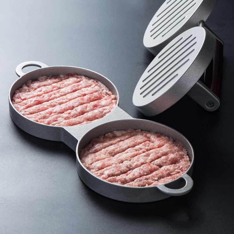 Presă pentru burger din aliaj de aluminiu cu scară de măsură, unealtă de modelare a chiftițelor pentru producție în loturi