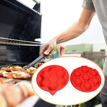 Formă din silicon hexagonală cu opt găuri, pentru burgeri și chiftele, congelare și coacere