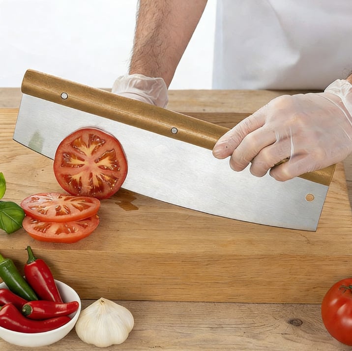 PS350 Cuțit rocker pentru pizza din oțel inoxidabil, extra-large, pentru aluat și pâine