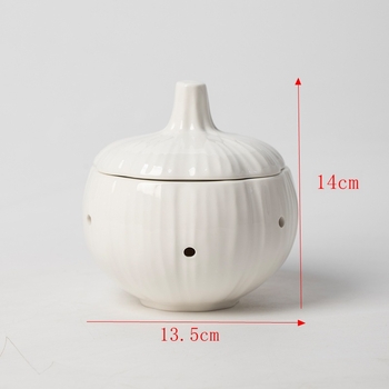 Vas ceramic pentru depozitare usturoi, recipient de bucătărie cu design creativ și capac, rezistent la umezeală