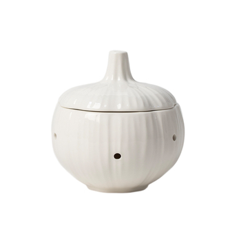 Vas ceramic pentru depozitare usturoi, recipient de bucătărie cu design creativ și capac, rezistent la umezeală