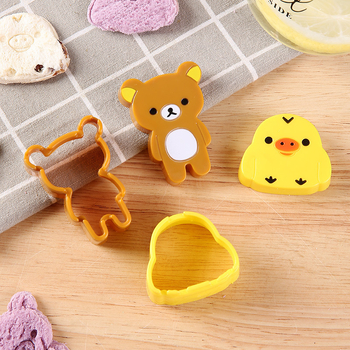 Set de forme pentru biscuiți în formă de urs și pui galben, pentru biscuiți, pâine DIY și bile de orez - 2 bucăți
