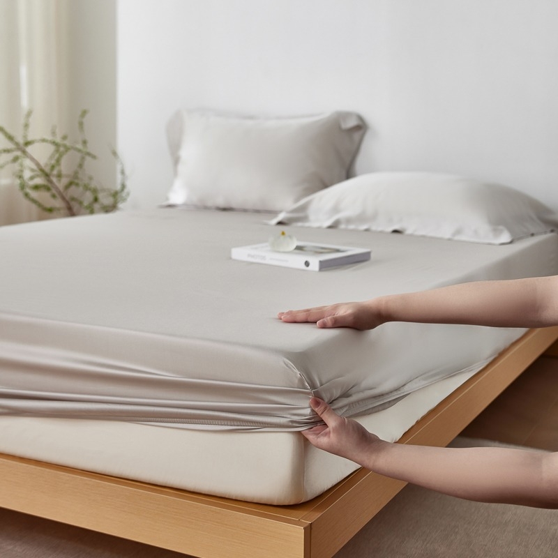 Cearșaf elastic din Lyocell Tencel, culoare solidă, finisaj satin, răcire de vară, antiderapant, protecție pentru saltea