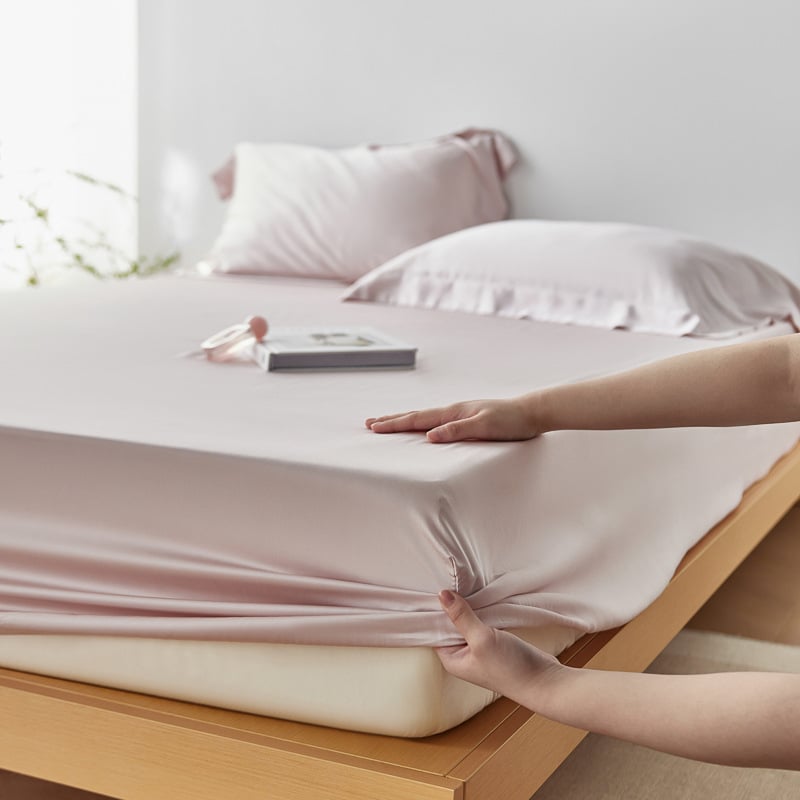 Cearșaf elastic din Lyocell Tencel, culoare solidă, finisaj satin, răcire de vară, antiderapant, protecție pentru saltea