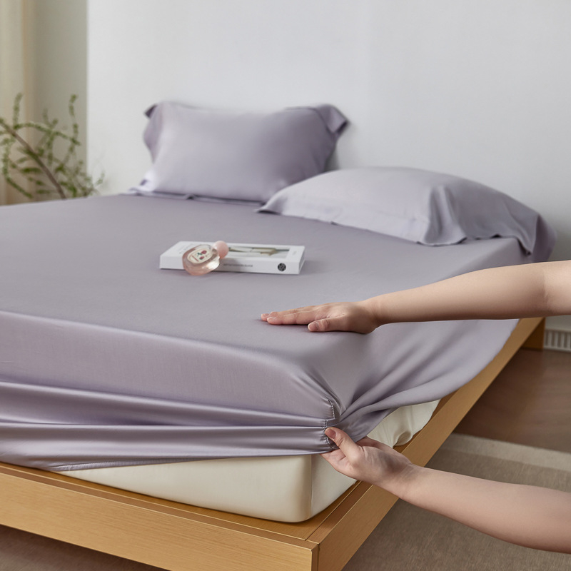 Cearșaf elastic din Lyocell Tencel, culoare solidă, finisaj satin, răcire de vară, antiderapant, protecție pentru saltea