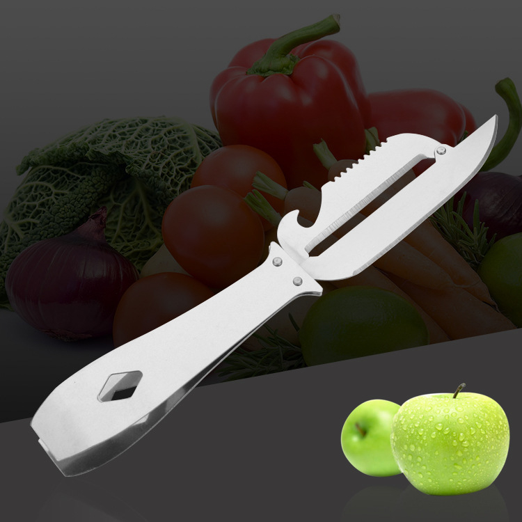 Unealtă de bucătărie din oțel inoxidabil, multifuncțională: curățător pentru legume, îndepărtător de păr, clips pentru păr de porc și tăietor de pepene