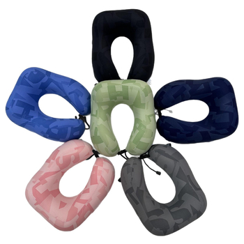 Pernă cervicală de călătorie, cu spumă cu memorie și țesătură ice silk, imprimare cu două cocoașe