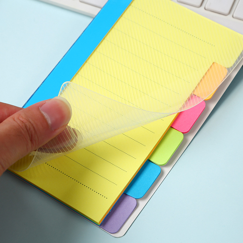 Caiet colorat A7 cu linii și note adezive detașabile – planner și notebook pentru studenți