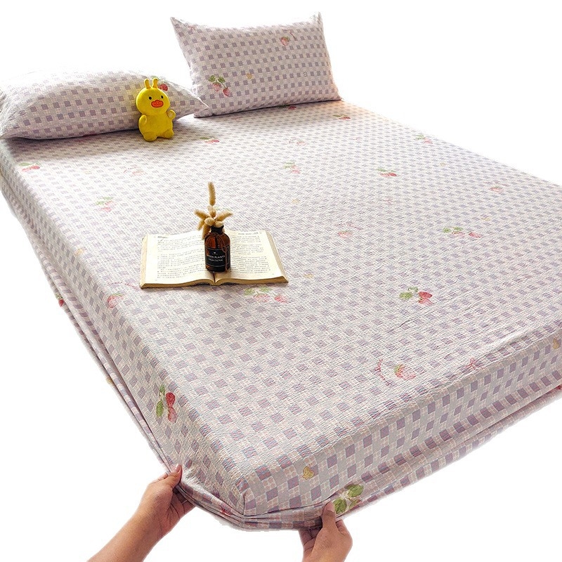 Set de pat Jacquard cu fixare dublă, 3 piese, protecție împotriva prafului și murdăriei, maro, pentru pat de 1,8 m