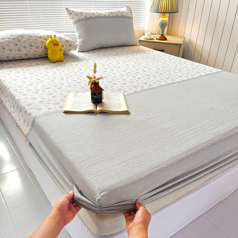 Set de pat Jacquard cu fixare dublă, 3 piese, protecție împotriva prafului și murdăriei, maro, pentru pat de 1,8 m