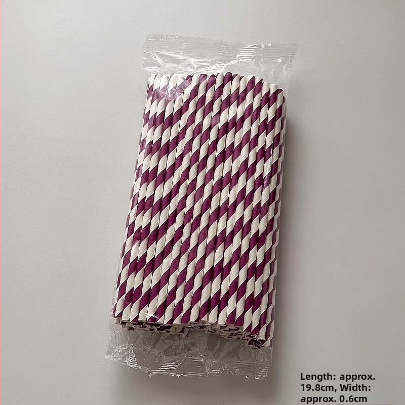 100 farebných papierových slamiek, jednorázové, na ovocné šťavy, koktaily a studené nápoje, dekoratívne slamky