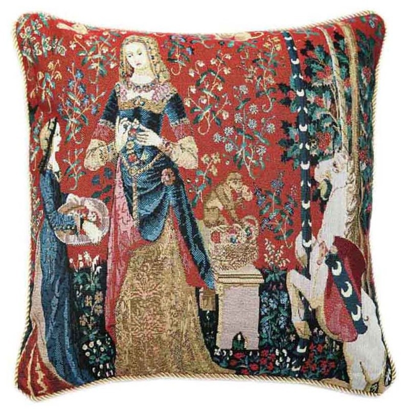 Husă de pernă jacquard cu model floral Gobelin, din bumbac