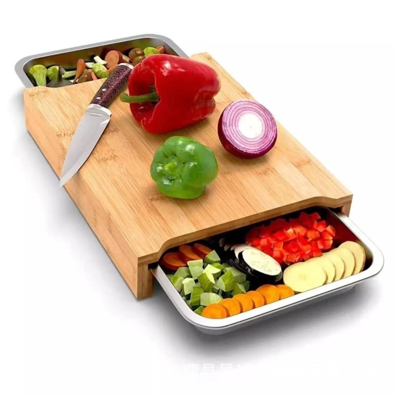 Tocător de bucătărie pentru uz casnic, tocător multifuncțional pentru fructe și legume, din bambus, portabil
