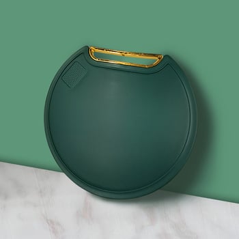 Placă de tăiat rotundă din PE plastic, antiderapantă, cu două fețe și mâner