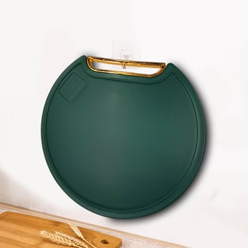 Placă de tăiat rotundă din PE plastic, antiderapantă, cu două fețe și mâner