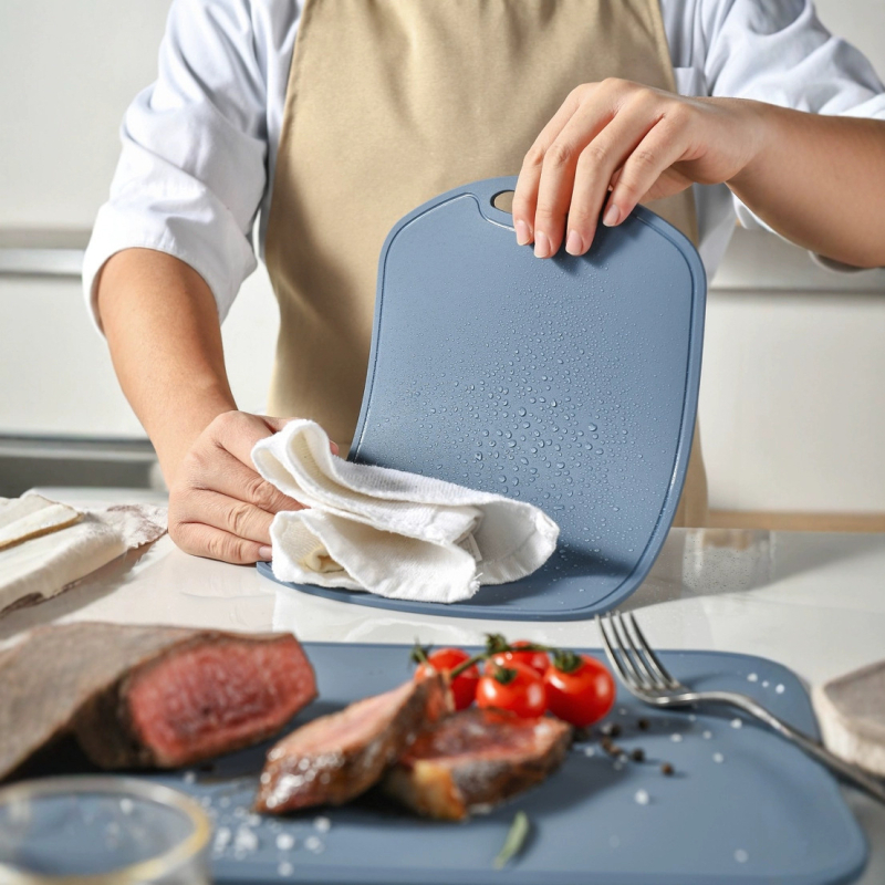 Tocător din silicon, de calitate alimentară, antibacterian și rezistent la mucegai, cu două fețe, pentru legume și fructe, colțuri rotunjite