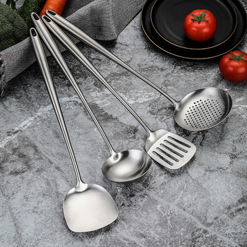 Set de spatule din oțel inoxidabil 304, mâner extins, pentru gătit, ustensile de bucătărie, protecție împotriva arsurilor