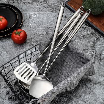 Set de spatule din oțel inoxidabil 304, mâner extins, pentru gătit, ustensile de bucătărie, protecție împotriva arsurilor