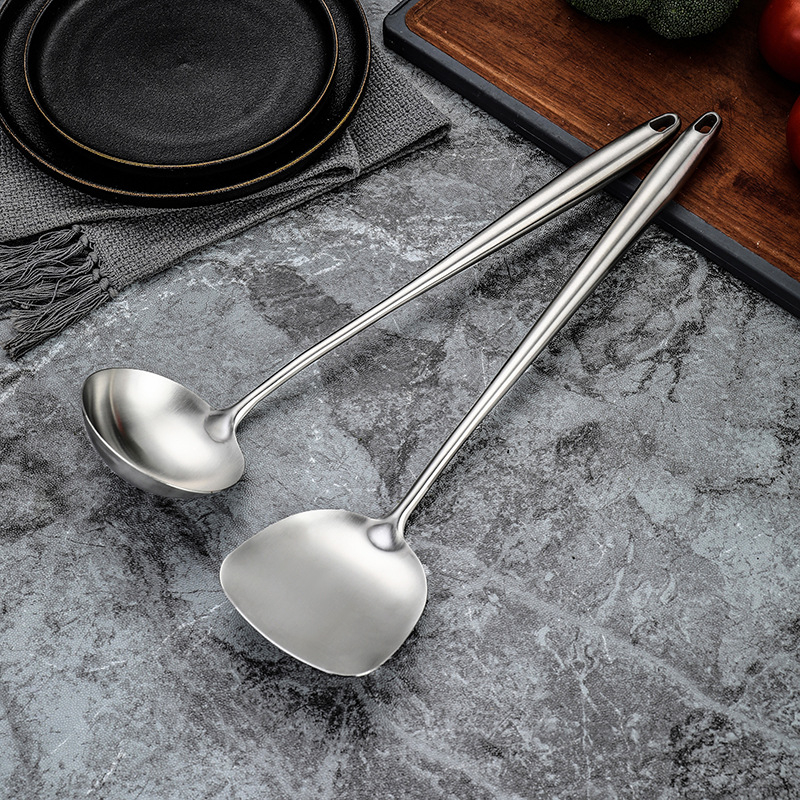 Set de spatule din oțel inoxidabil 304, mâner extins, pentru gătit, ustensile de bucătărie, protecție împotriva arsurilor