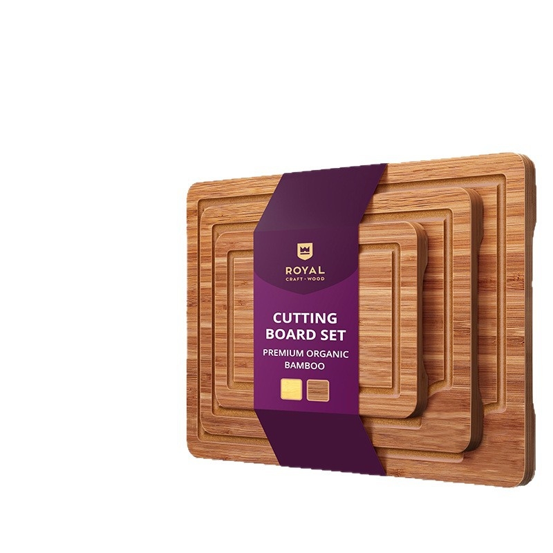 Set de tocătoare din bambus — pătrate, antiderapante, ustensile de bucătărie în stil modern minimalist, dimensiuni 230x150, 300x200, 380x250 mm