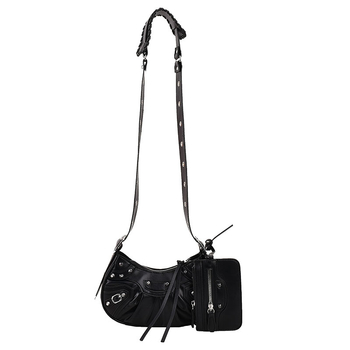 Dumpling torba s rivetima i plisiranim dizajnom, mala, 2023 stil, za rame ili crossbody