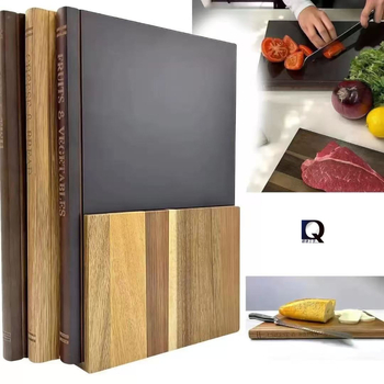 Tocător din lemn de acacie, design în stil carte, set bidirecțional de tăvi din lemn pentru legume și friptură, bucătărie și restaurant