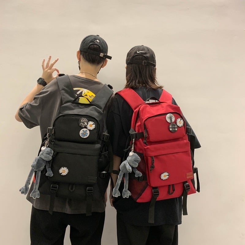 Harajuku páros hátizsák középiskolások és egyetemisták számára, kopásálló Oxford anyagból laptop-táska, embléma, szabadtéri utazásokhoz