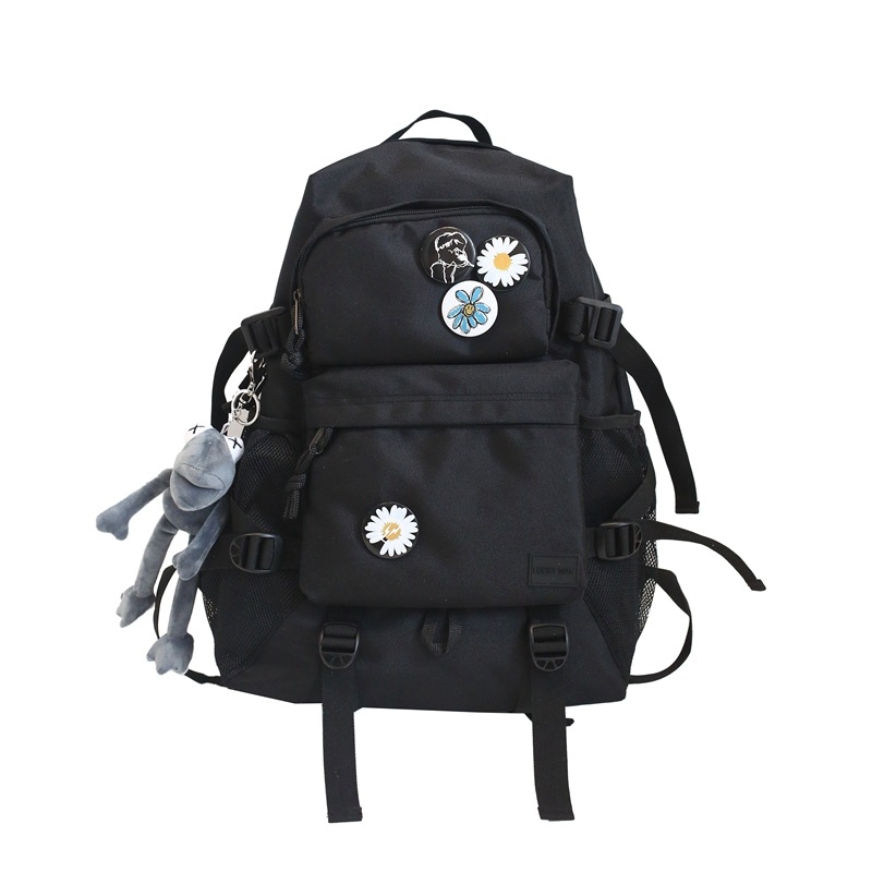 Harajuku páros hátizsák középiskolások és egyetemisták számára, kopásálló Oxford anyagból laptop-táska, embléma, szabadtéri utazásokhoz