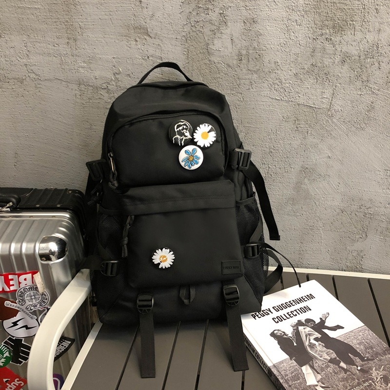 Harajuku páros hátizsák középiskolások és egyetemisták számára, kopásálló Oxford anyagból laptop-táska, embléma, szabadtéri utazásokhoz