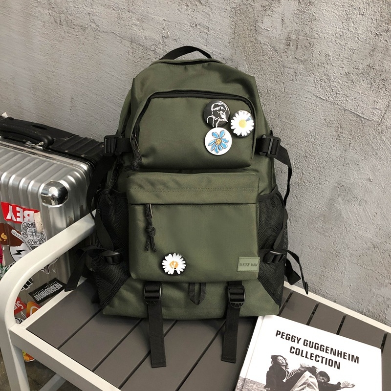 Harajuku páros hátizsák középiskolások és egyetemisták számára, kopásálló Oxford anyagból laptop-táska, embléma, szabadtéri utazásokhoz