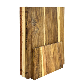 Set de trei tocătoare din lemn de acacia, plăci în formă de carte, decorativ