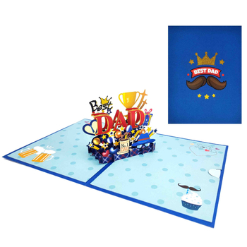 Card de felicitare pop-up 3D pentru Ziua Tatălui, cu tăiere laser – Cel mai bun tată