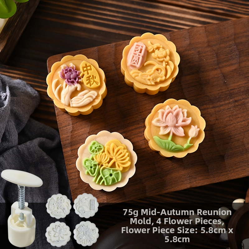 Forma na Mooncake s mung fazuľou, ručná tlač, domáce použitie, 50 g / 75 g, reliéfna plocha na pečenie s ľadovou kôrkou