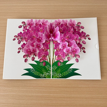 Felicitare 3D din hârtie cu Phalaenopsis pentru Ziua Profesorului
