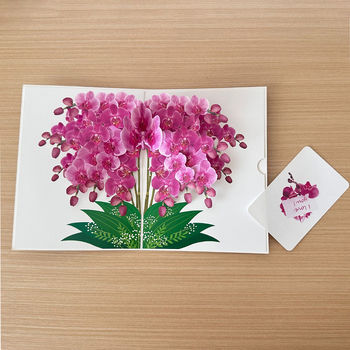 Felicitare 3D din hârtie cu Phalaenopsis pentru Ziua Profesorului
