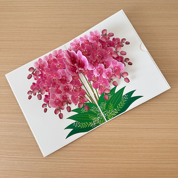 Felicitare 3D din hârtie cu Phalaenopsis pentru Ziua Profesorului