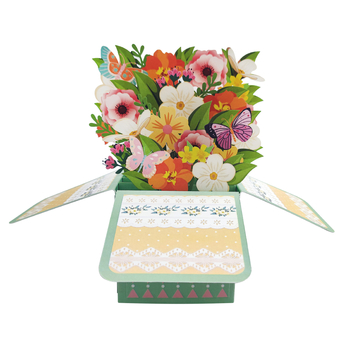 Flori rafinate, card de felicitare 3D în cutie, pentru Ziua Mamei, Ziua Profesorului, Ziua Femeii și Ziua Îndrăgostiților, urări universale