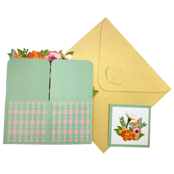 Flori rafinate, card de felicitare 3D în cutie, pentru Ziua Mamei, Ziua Profesorului, Ziua Femeii și Ziua Îndrăgostiților, urări universale