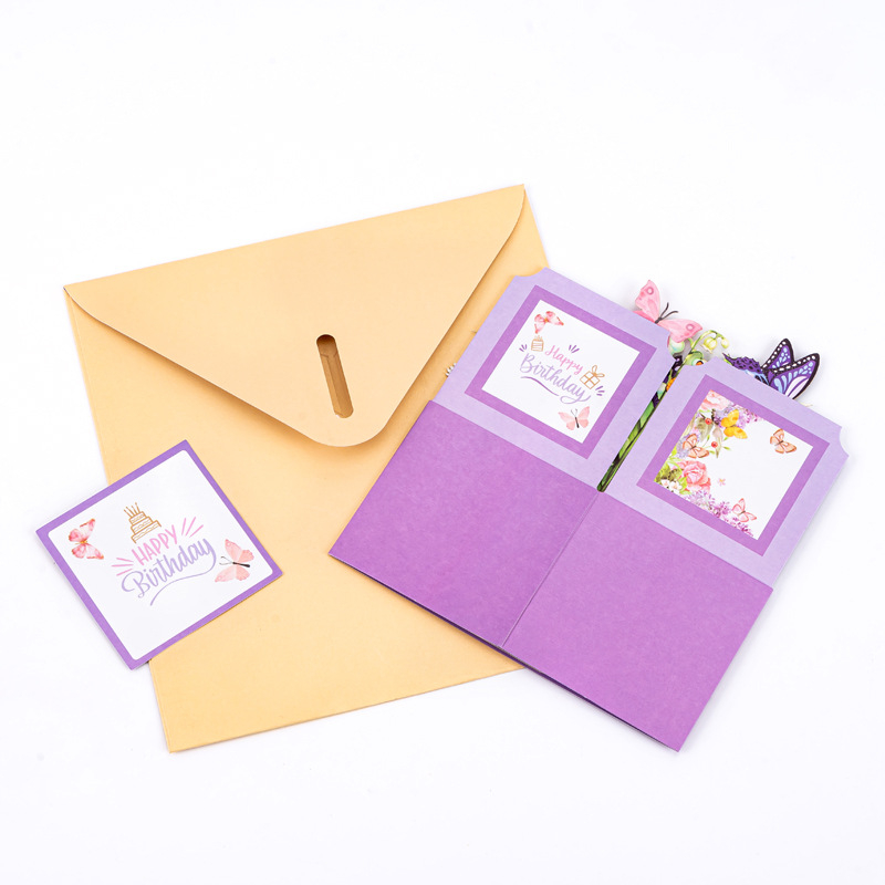 Felicitare cu fluturi, 3D pop-up cu scris de mână, muzică și lumini, în ambalaj cutie cadou – card premium pentru Ziua Femeii