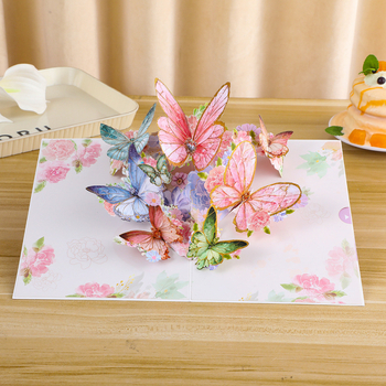 Card de felicitare 3D din hârtie cu fluture, stil franțuzesc, folie bronzantă, cadou handmade pentru Ziua Profesorului