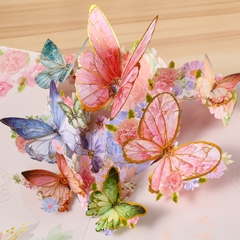 Card de felicitare 3D din hârtie cu fluture, stil franțuzesc, folie bronzantă, cadou handmade pentru Ziua Profesorului