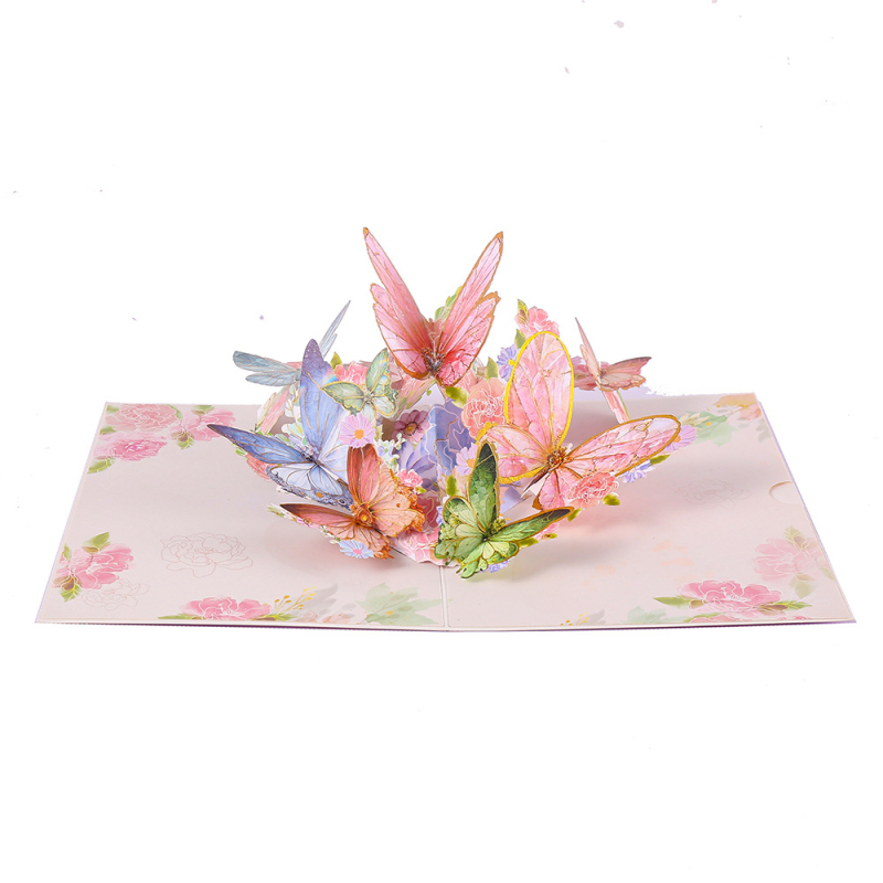 Card de felicitare 3D din hârtie cu fluture, stil franțuzesc, folie bronzantă, cadou handmade pentru Ziua Profesorului