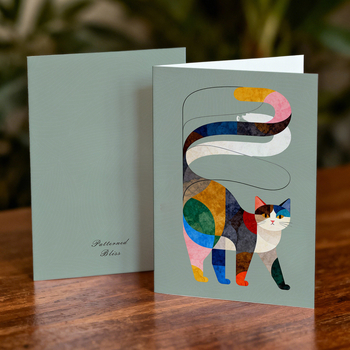 Set de felicitări cu artă abstractă modernă – pisică curcubeu, cu plic