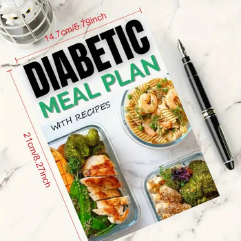 Caiet cu plan de alimentație pentru diabet, cu etichete