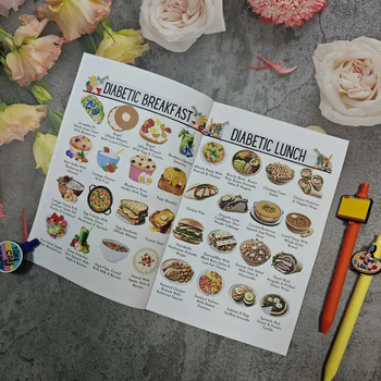 Caiet cu plan de alimentație pentru diabet, cu etichete