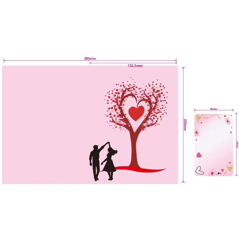Card de felicitare cu copac în formă de inimă pentru Valentine's Day, iluminat și muzică, pop-up 3D pentru cupluri, invitație de nuntă