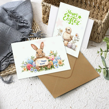 Set de felicitări de Paște cu iepuraș retro drăguț și plicuri