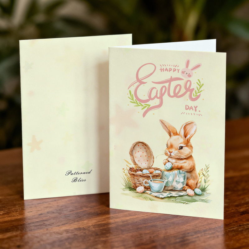 Set de felicitări de Paște cu iepuraș retro drăguț și plicuri