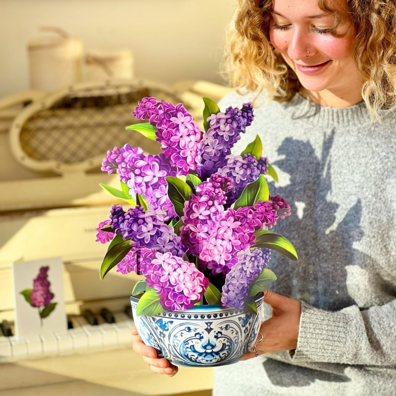 Carte de felicitare 3D cu buchet pop-up pentru Ziua Mamei, Ziua Profesorului și Ziua de naștere